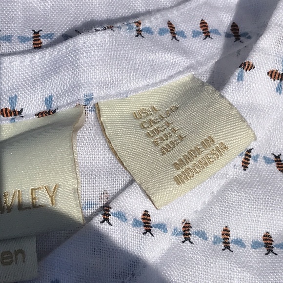 🪙🚨B2G1 CYNTHIA ROWLEY White Bumblebee Sleeveless Linen Buttoned Back Blouse - Picture 7 of 7